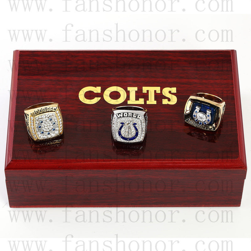 Customized Baltimore Colts NFL Championship Rings Set Wooden Display Box Collections