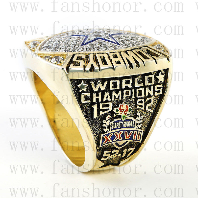 Customized Dallas Cowboys NFL 1992 Super Bowl XXVII Championship Ring
