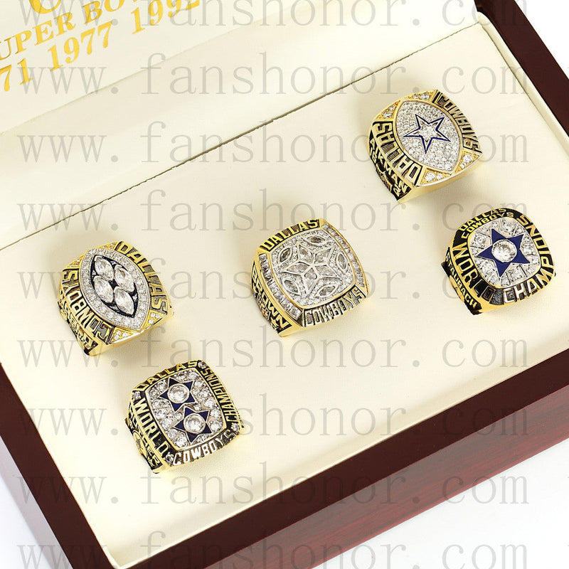 Customized Dallas Cowboys NFL Championship Rings Set Wooden Display Box Collections