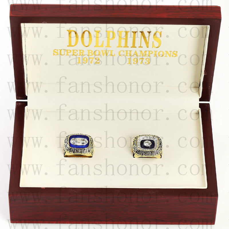 Customized Miami Dolphins NFL NFL Championship Rings Set Wooden Display Box Collections