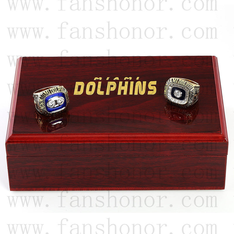 Customized Miami Dolphins NFL NFL Championship Rings Set Wooden Display Box Collections