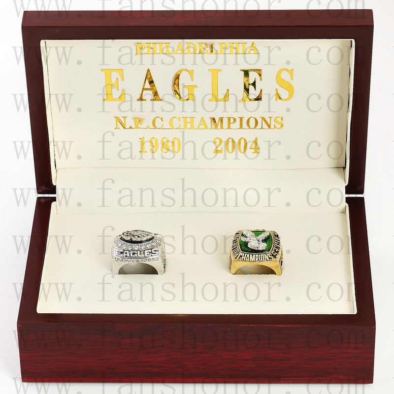 Customized Philadelphia Eagles NFL NFC Football Championship Rings Set Wooden Display Box Collections