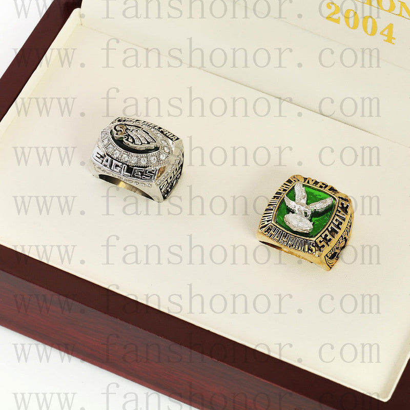 Customized Philadelphia Eagles NFL NFC Football Championship Rings Set Wooden Display Box Collections