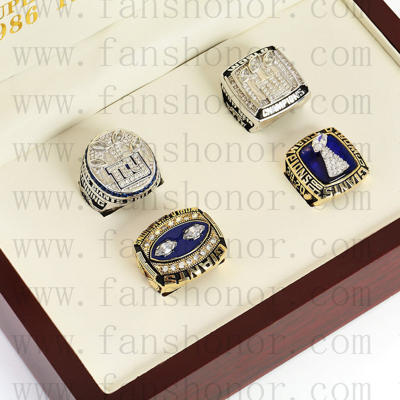 Customized New York Giants NFL Championship Rings Set Wooden Display Box Collections