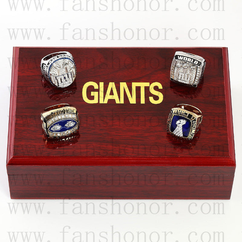 Customized New York Giants NFL Championship Rings Set Wooden Display Box Collections