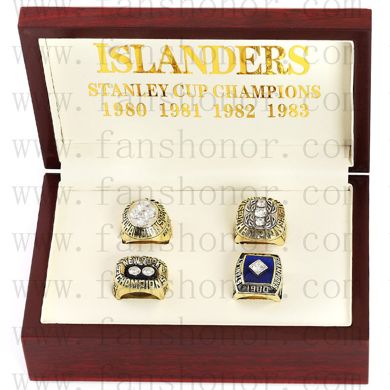 Customized New York Islanders NHL Championship Rings Set Wooden Display Box Collections