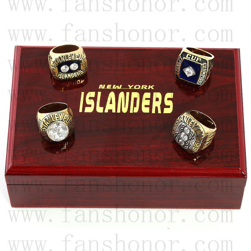 Customized New York Islanders NHL Championship Rings Set Wooden Display Box Collections