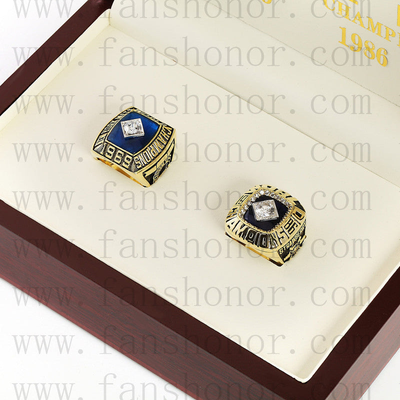 Customized New York Mets MLB Championship Rings Set Wooden Display Box Collections