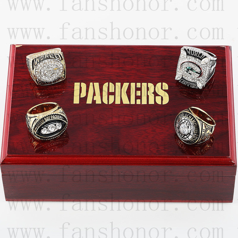Customized Green Bay Packers NFL Championship Rings Set Wooden Display Box Collections