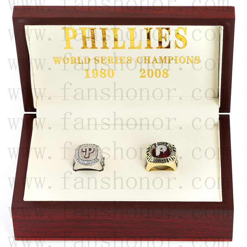 Customized Philadelphia Phillies MLB Championship Rings Set Wooden Display Box Collections