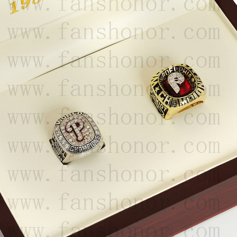 Customized Philadelphia Phillies MLB Championship Rings Set Wooden Display Box Collections