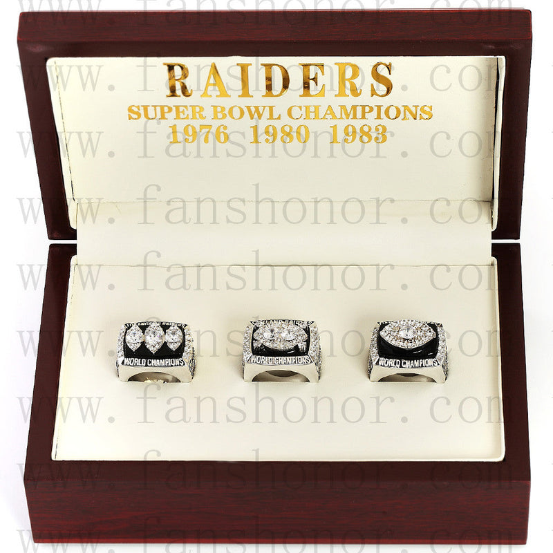 Customized Oakland Raiders NFL Championship Rings Set Wooden Display Box Collections
