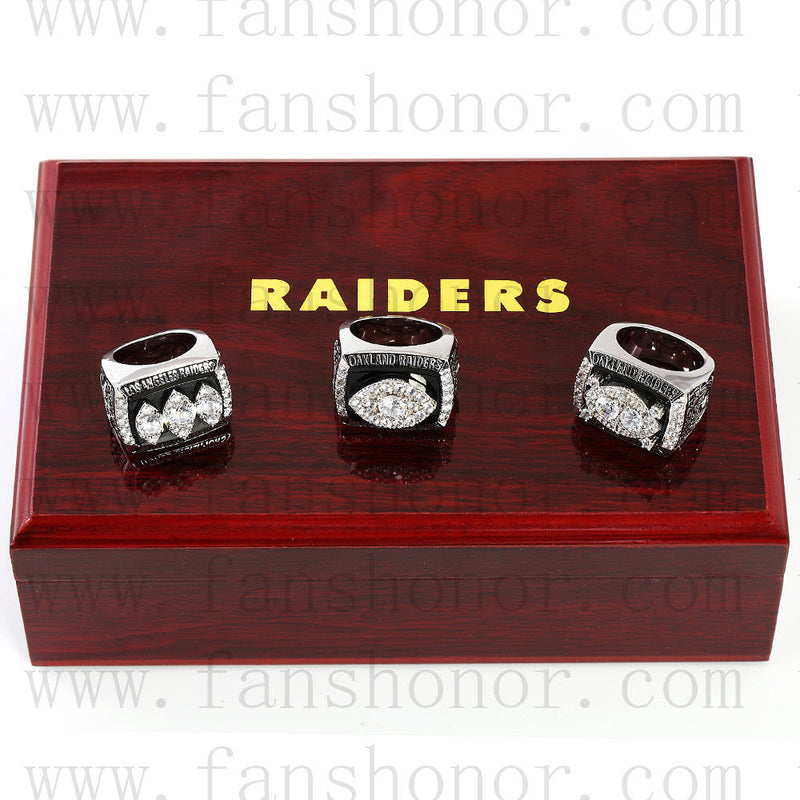 Customized Oakland Raiders NFL Championship Rings Set Wooden Display Box Collections