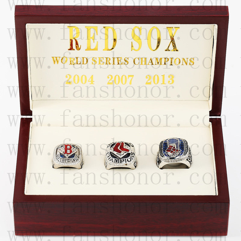 Customized Boston Red Sox MLB Championship Rings Set Wooden Display Box Collections