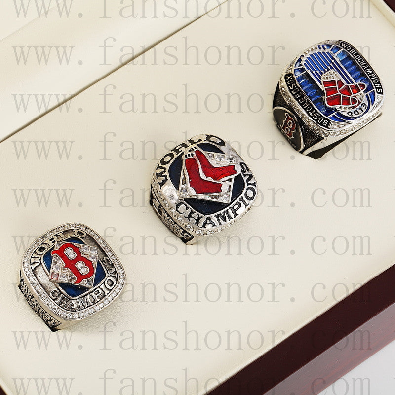 Customized Boston Red Sox MLB Championship Rings Set Wooden Display Box Collections
