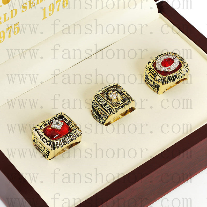 Customized Cincinnati Reds MLB Championship Rings Set Wooden Display Box Collections