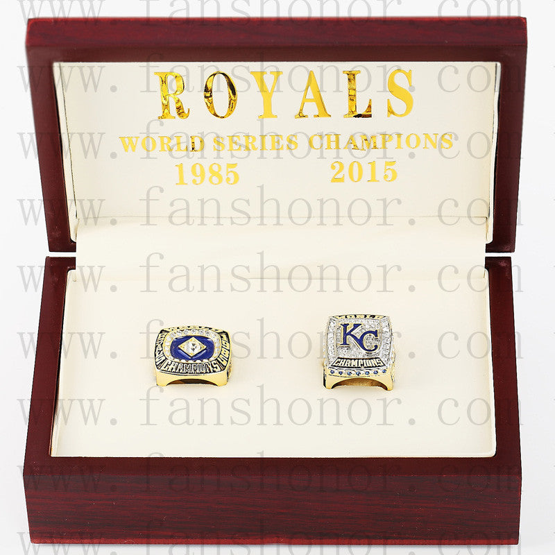 Customized Kansas City Royals MLB World Series Championship Rings Set Wooden Display Box Collections