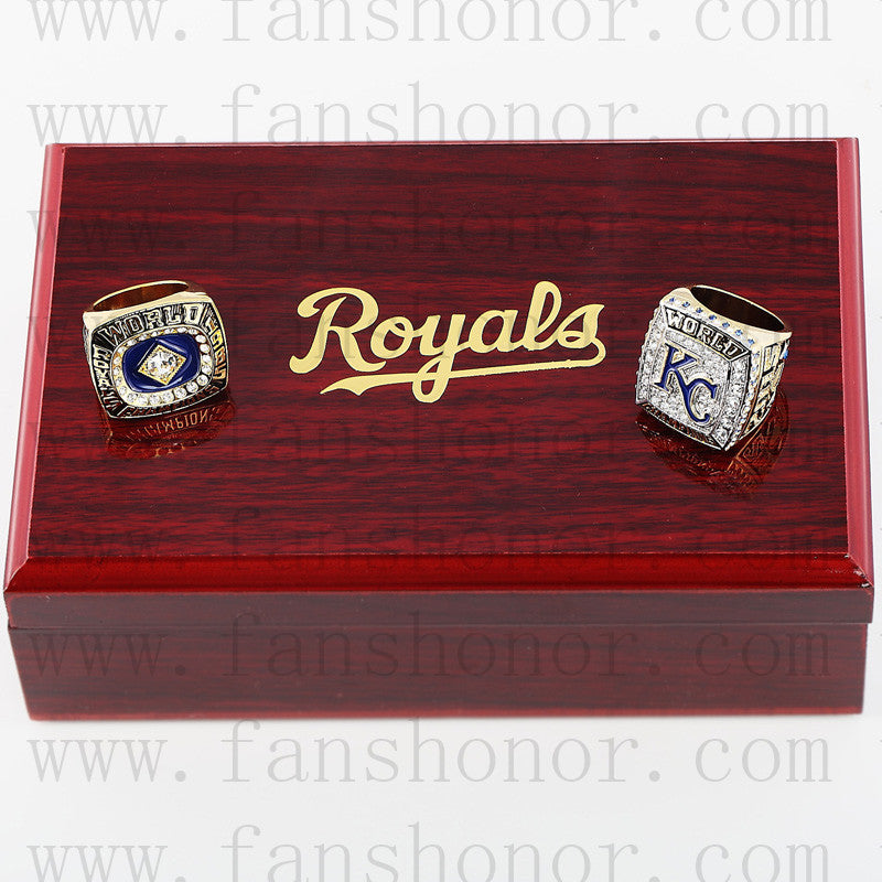 Customized Kansas City Royals MLB World Series Championship Rings Set Wooden Display Box Collections