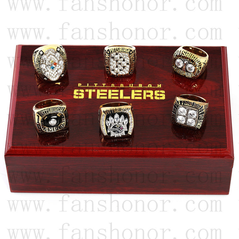 Customized Pittsburgh Steelers NFL Championship Rings Set Wooden Display Box Collections