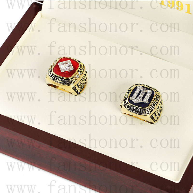 Customized Minnesota Twins MLB Championship Rings Set Wooden Display Box Collections