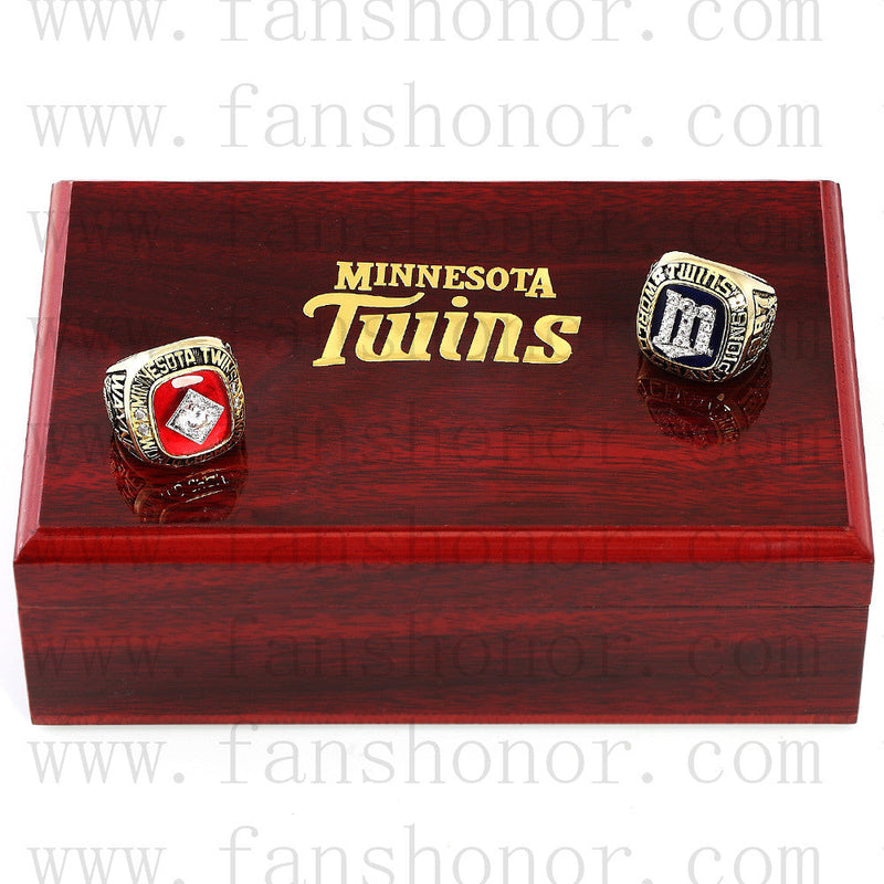 Customized Minnesota Twins MLB Championship Rings Set Wooden Display Box Collections